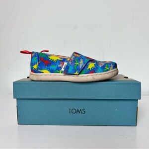 TOMS Dinoland Slip On‎ Toddler Sz 8  Dinosaur Shoes